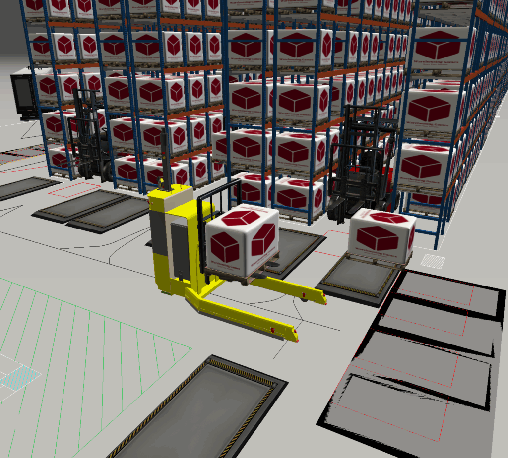 Wózek paletowy z układaczem w FlexSim